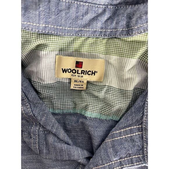 Woolrich Mens Blue Chambray Button Front Shirt Size XL - Picture 2 of 6